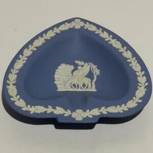 Vintage Wedgwood Jasperware Blue Spade Shaped Pin Tray, Trinket Dish, Ashtray